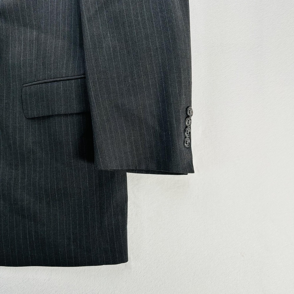 Hart Schaffner Marx Suit Jacket Mens 44R Gray Pinstripe Classic Fit Two Button - Picture 10 of 16